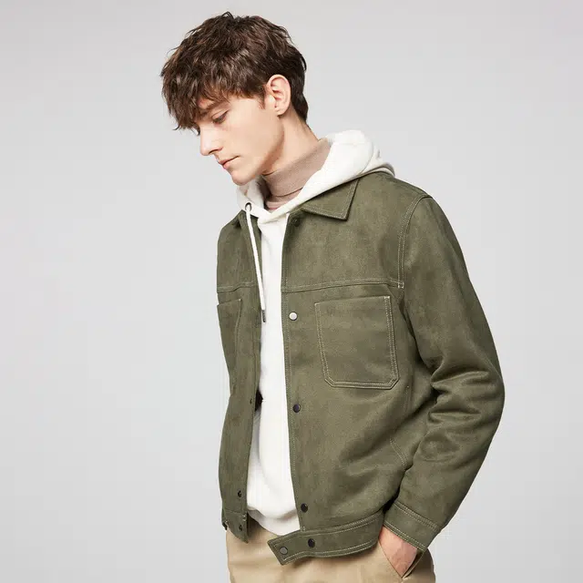 红豆 轻奢麂皮绒工装风多口袋挺括易打理复古通勤百搭夹克外套 男款