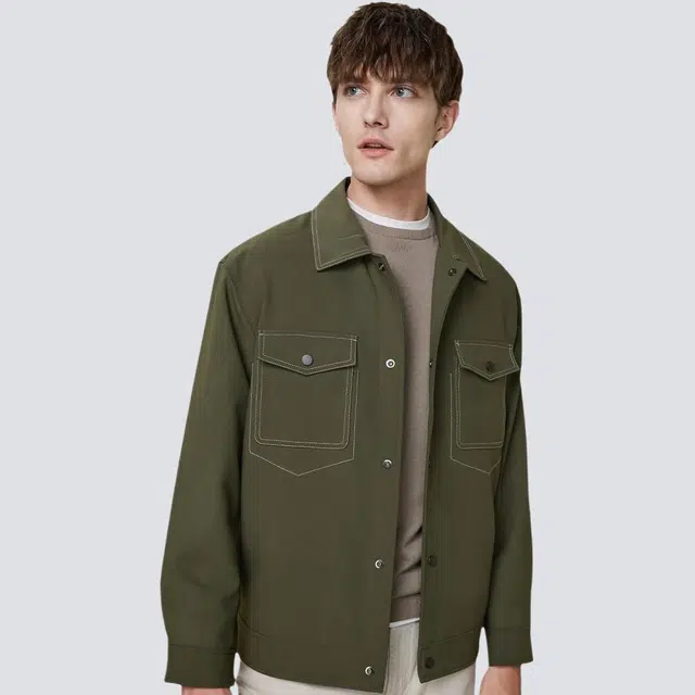 红豆 挺括有型易打理大口袋翻领工装休闲开衫通勤百搭外套夹克 男款