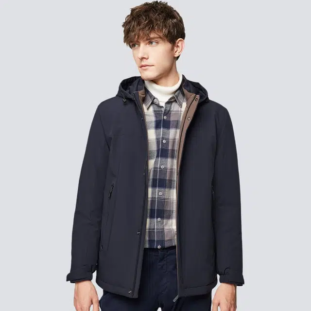 红豆 加绒加厚连帽可拆防寒保暖商务休闲夹克户外运动外套棉服 男款