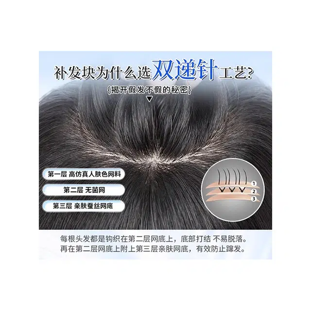 黛姿 中分刘海假发 头顶遮盖白发遮秃顶 自然色/摩卡棕