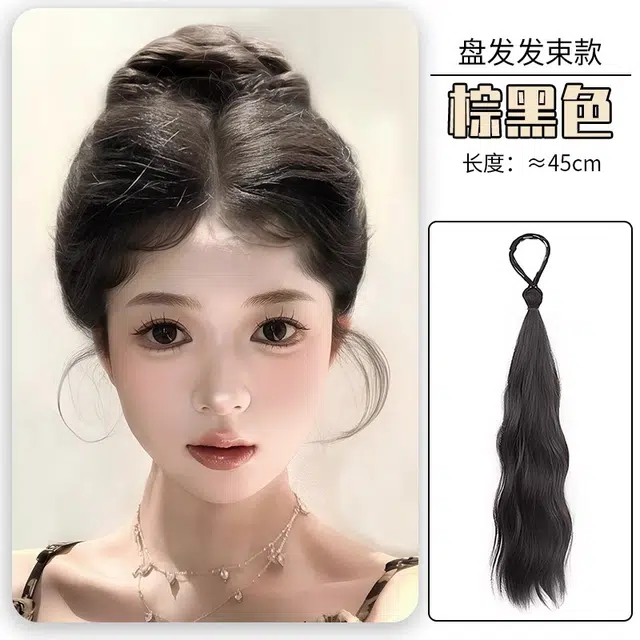 黛姿 丸子头 发圈自绕式假发 仿真发花苞头 棕黑色/浅棕色/深棕色