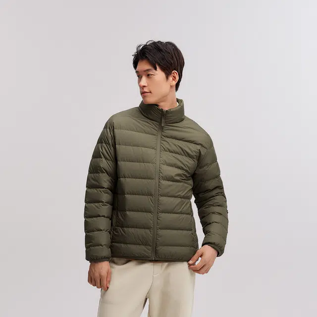森马 防水薄款纯色百搭立领羽绒服 男女同款