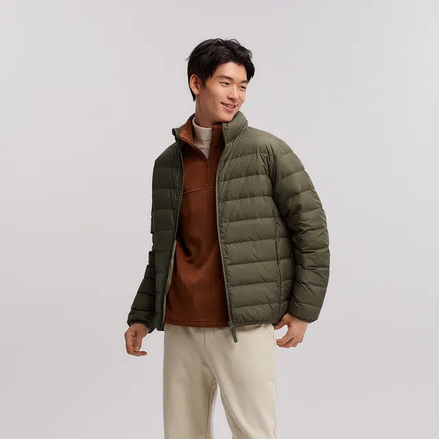 森马 防水薄款纯色百搭立领羽绒服 男女同款