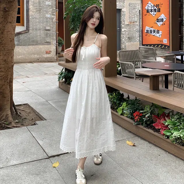 沐晓欣 通勤百搭舒适时尚吊带连衣裙 女款