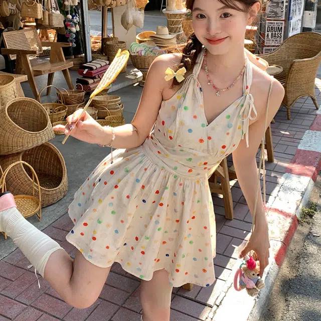 沐晓欣 通勤时尚休闲简约百搭吊带连衣裙 女款