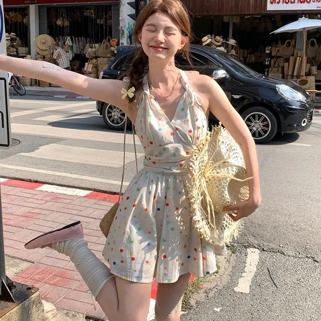沐晓欣 通勤时尚休闲简约百搭吊带连衣裙 女款