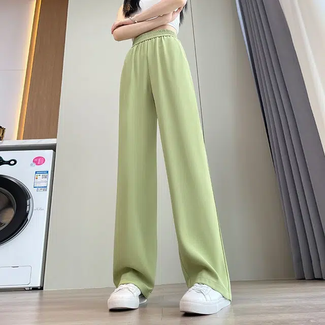沐晓欣 甜酷风韩版时尚舒适宽松显瘦纯色小个子高腰宽松西装裤阔腿休闲裤 女款
