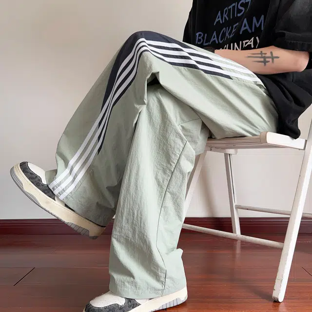 沐晓欣 学院风美式高街简约通勤舒适设计速干透气凉感宽松阔腿坠垂感百搭休闲裤 女款