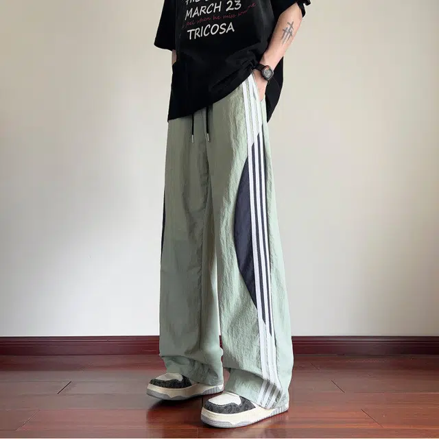 沐晓欣 学院风美式高街简约通勤舒适设计速干透气凉感宽松阔腿坠垂感百搭休闲裤 女款