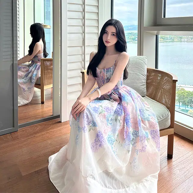 沐晓欣 舒适时尚通勤休闲百搭吊带连衣裙 女款