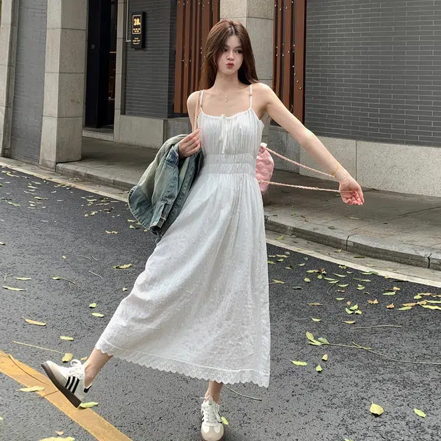 沐晓欣 通勤百搭舒适时尚吊带连衣裙 女款