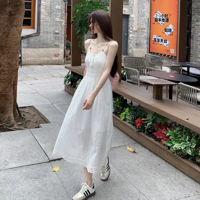沐晓欣 通勤百搭舒适时尚吊带连衣裙 女款