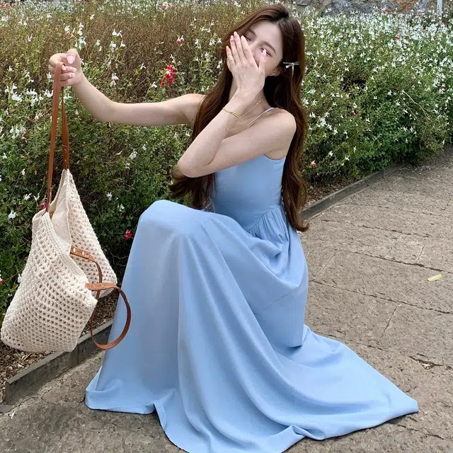 沐晓欣 舒适休闲时尚百搭吊带连衣裙 女款