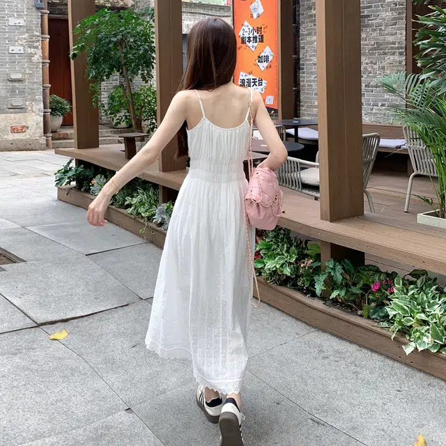 沐晓欣 通勤百搭舒适时尚吊带连衣裙 女款