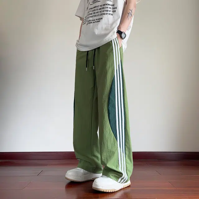 沐晓欣 学院风美式高街简约通勤舒适设计速干透气凉感宽松阔腿坠垂感百搭休闲裤 女款