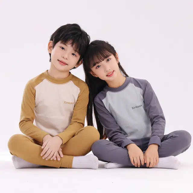 棉基因 青少年云朵绒舒适柔软贴肤锁温贴片高弹性轻便大童简约百搭保暖套装 男女同款