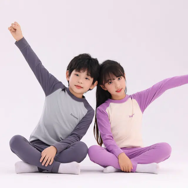棉基因 青少年云朵绒舒适柔软贴肤锁温贴片高弹性轻便大童简约百搭彩色系保暖套装 男女同款