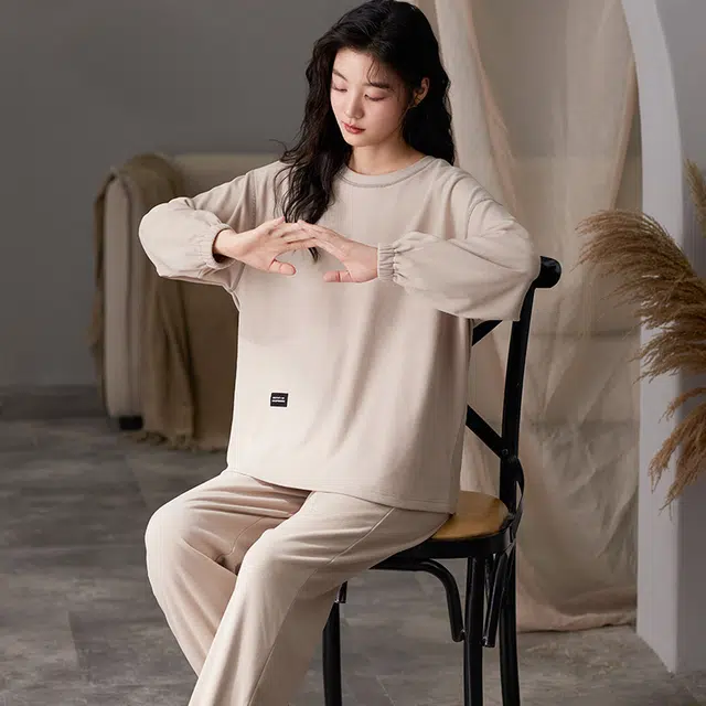 棉基因 德绒柔软贴肤舒适保暖软糯轻盈休闲可外穿情侣款睡衣套装 女款