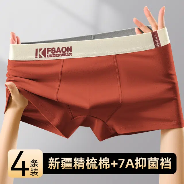 棉基因 潮流纯棉撞色时尚字母腰头设计舒适透气亲肤柔软平角内裤 男款