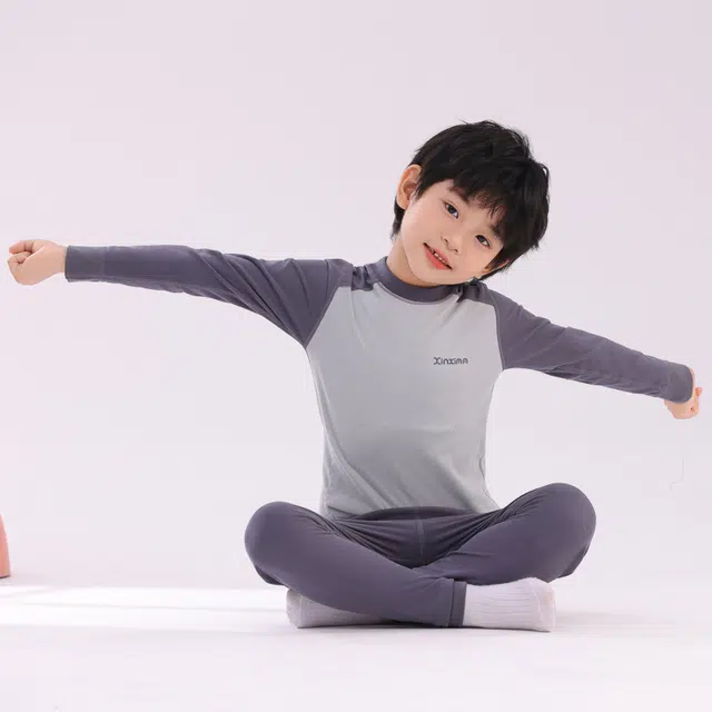 棉基因 青少年云朵绒舒适柔软贴肤锁温贴片高弹性轻便大童简约百搭彩色系保暖套装 男女同款