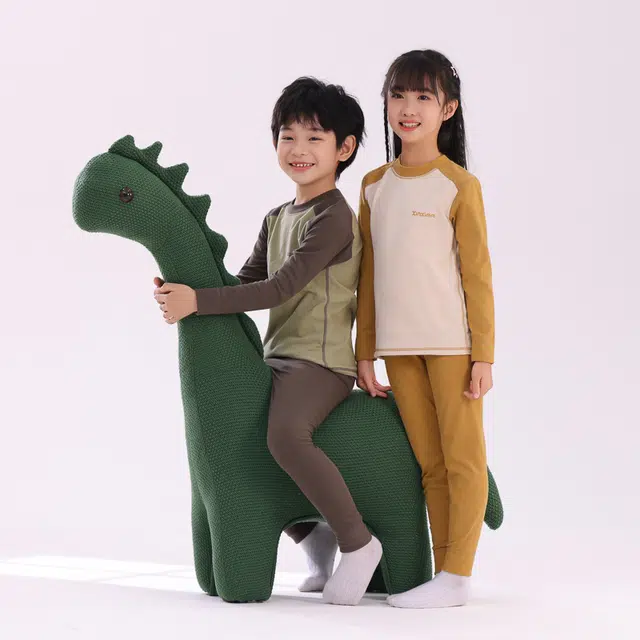 棉基因 青少年云朵绒舒适柔软贴肤锁温贴片轻便高弹性大童简约百搭保暖套装 男女同款