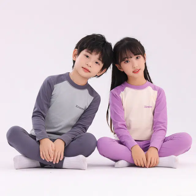 棉基因 青少年云朵绒舒适柔软贴肤锁温贴片高弹性轻便大童简约百搭彩色系保暖套装 男女同款