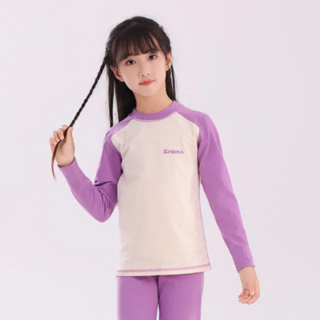 棉基因 云朵绒青少年舒适柔软贴肤贴片锁温高弹性轻便大童简约百搭彩色系保暖套装 男女同款