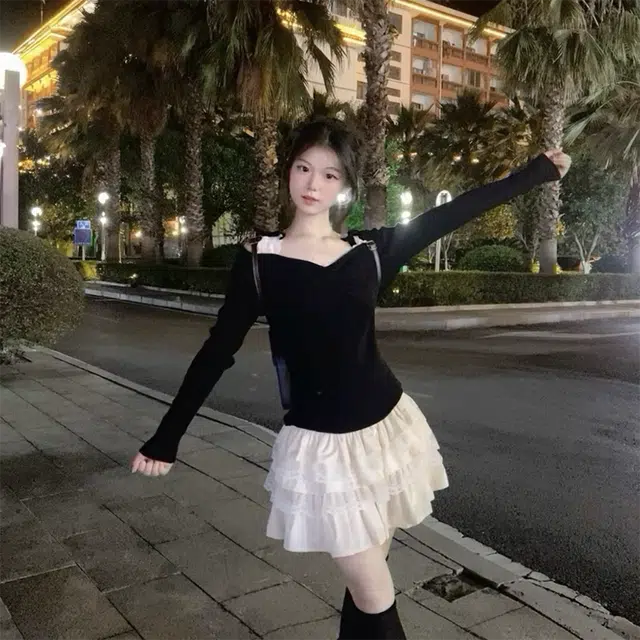 依钗 绝美设计感假两件时尚长袖内搭针织衫 女款