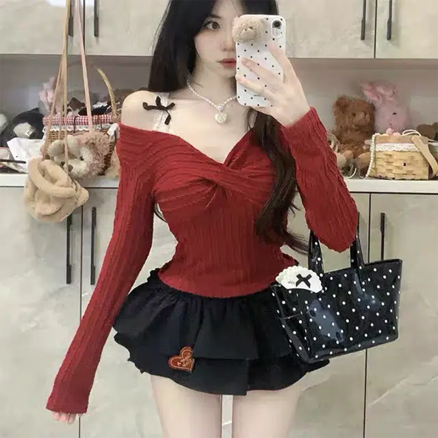 依钗 绝美设计感假两件时尚长袖内搭针织衫 女款