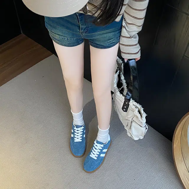 超纤皮 时尚潮流经典复古 舒适日常小众德训鞋款 低帮 板鞋 男女同款 蓝色系单品