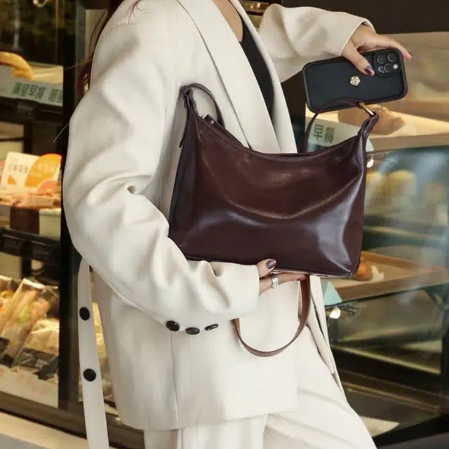 老人头 时尚高级感气质百搭通勤 牛皮 单肩包 女款 多色