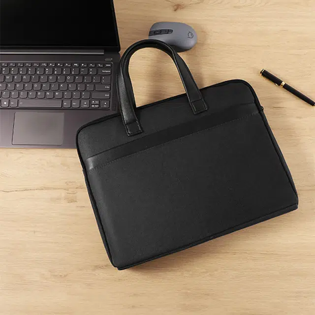 老人头 商务休闲简约时尚上班通勤手提单肩斜挎包 织物 公文包 常规 男款 灰黑色