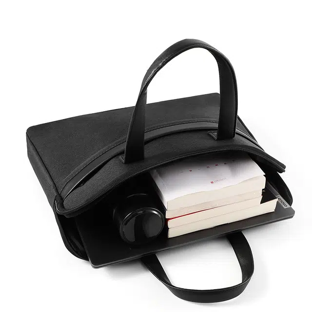 老人头 商务休闲简约时尚上班通勤手提单肩斜挎包 织物 公文包 常规 男款 灰黑色