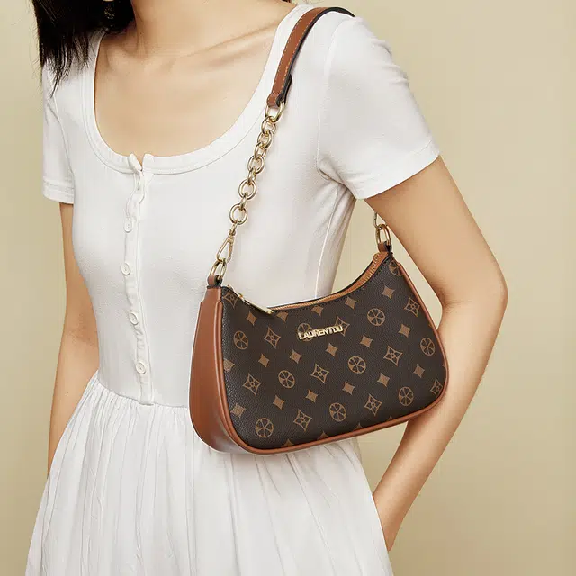 老人头 时尚复古通勤百搭精致饺子包 合成革 斜挎单肩包 常规 女款 咖色