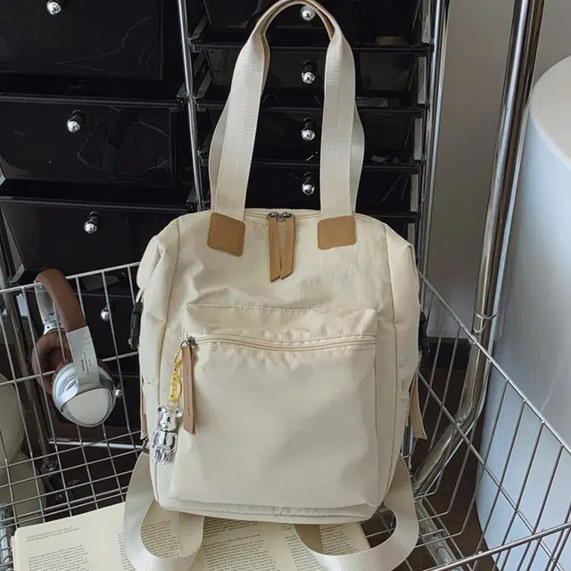 老人头 复古学院风小清新通勤百搭 织物 双肩包 常规 女款 多色