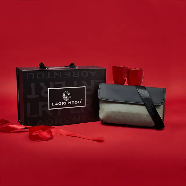 老人头 复古风经典时尚 合成革 斜挎包 男款 绿色