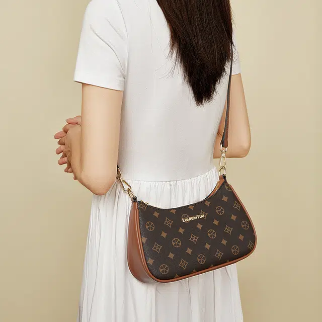 老人头 时尚复古通勤百搭精致饺子包 合成革 斜挎单肩包 常规 女款 咖色