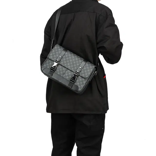 老人头 经典复古老花潮流时尚 合成革 单肩包 常规 男款 多色