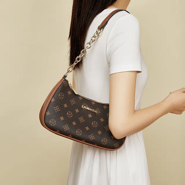 老人头 时尚复古通勤百搭精致饺子包 合成革 斜挎单肩包 常规 女款 咖色