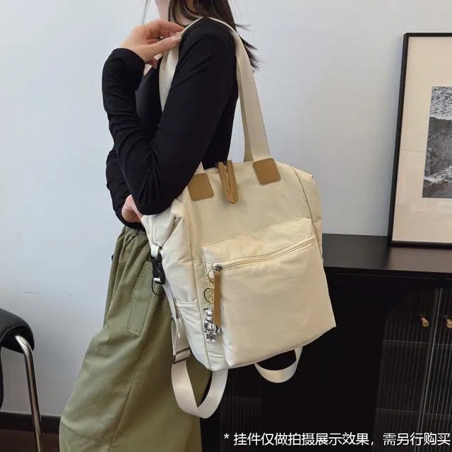 老人头 复古学院风小清新通勤百搭 织物 双肩包 常规 女款 多色