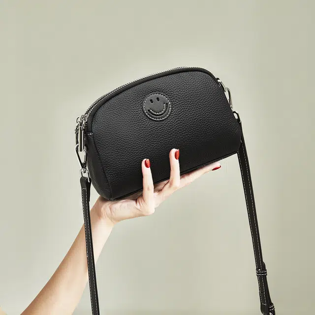 老人头 百搭简约时尚笑脸 头层牛皮 单肩包 女款 多色