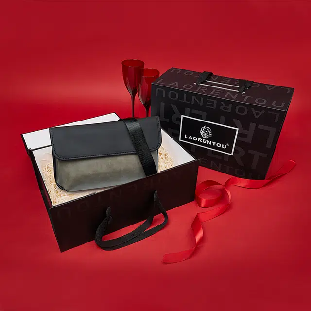 老人头 复古风经典时尚 合成革 斜挎包 男款 绿色