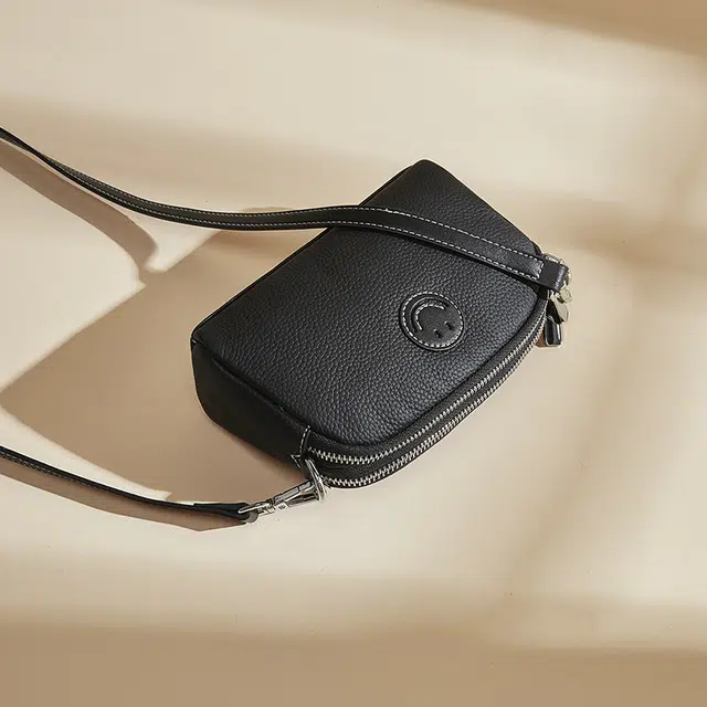 老人头 百搭简约时尚笑脸 头层牛皮 单肩包 女款 多色