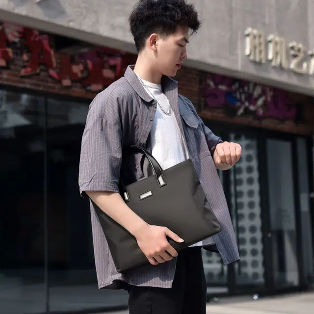 老人头 商务休闲高级感出行时尚休闲百搭 织物 公文包 男款 黑色/蓝色