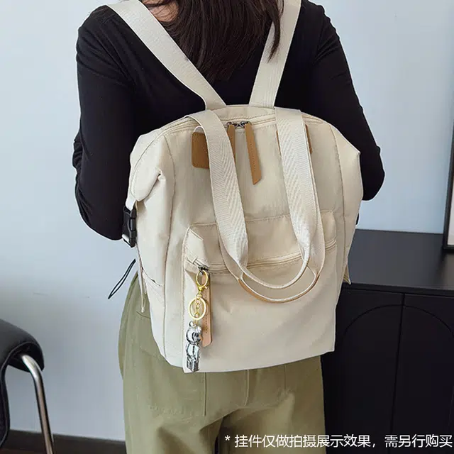 老人头 复古学院风小清新通勤百搭 织物 双肩包 常规 女款 多色