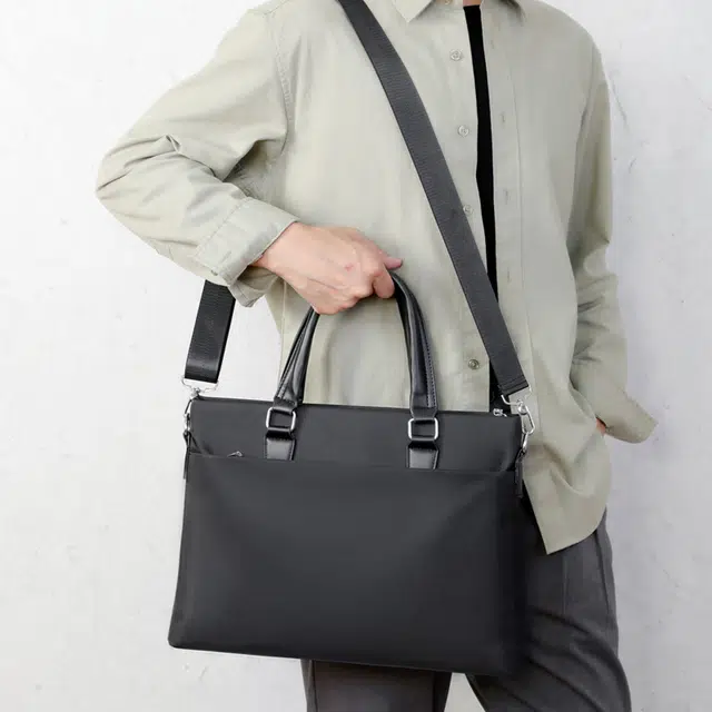 老人头 商务休闲简约通勤 织物 公文包 常规 男款 黑色