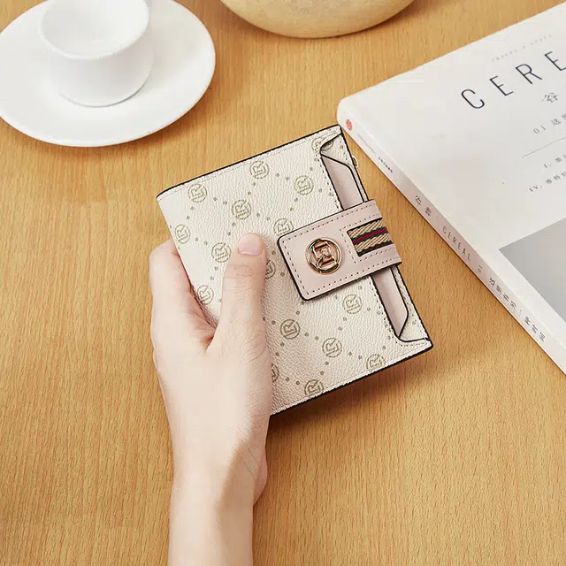 老人头 时尚满印小众设计高级感卡包多功能通勤钱夹 合成革 钱包 常规 女款 粉色