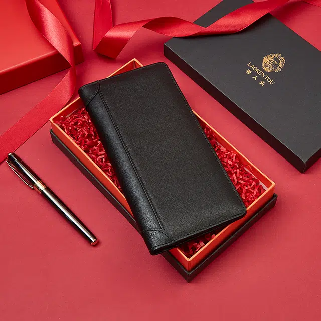 老人头 商务多卡位复古竖款 头层牛皮 钱包 男款 黑色/棕色