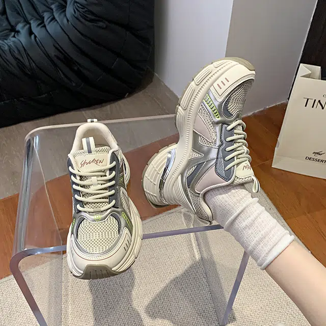 女士百搭防滑轻便透气复古厚底内增高休闲运动鞋 老爹鞋 女