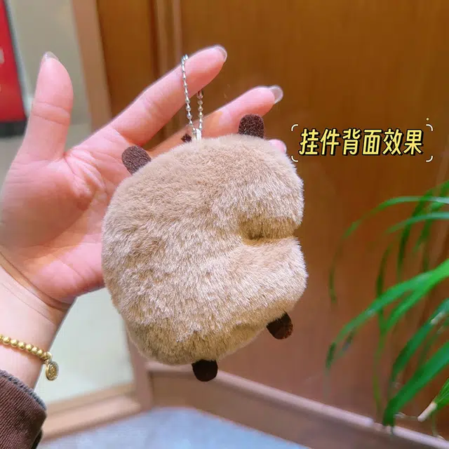 千桐 顶苹果卡皮巴拉  卡通治愈 创意手机绳包包行李箱  卡通玩偶 毛绒 挂件 男女同款情侣款